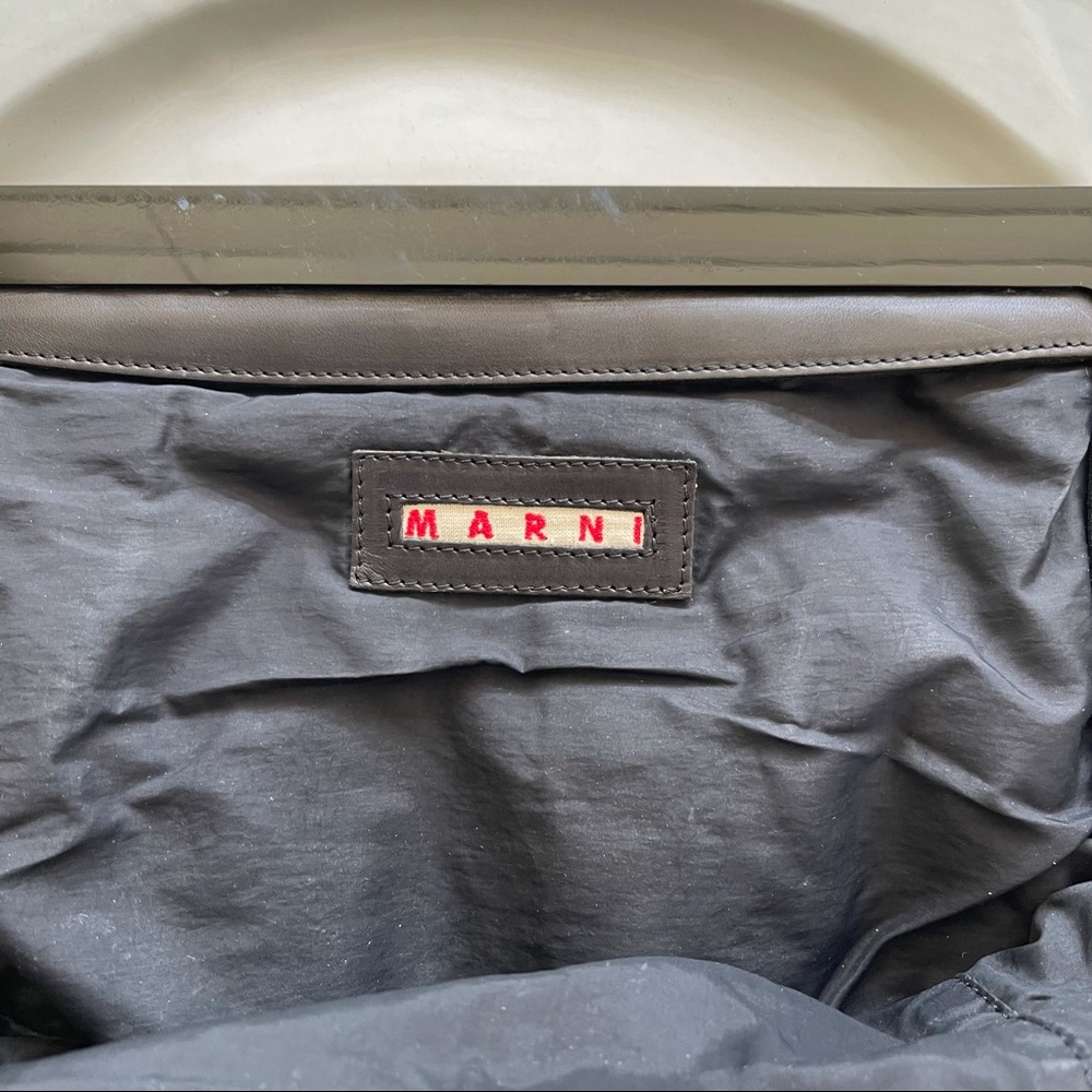 Marni black leather embroidered frame clutch - Picture 9 of 11